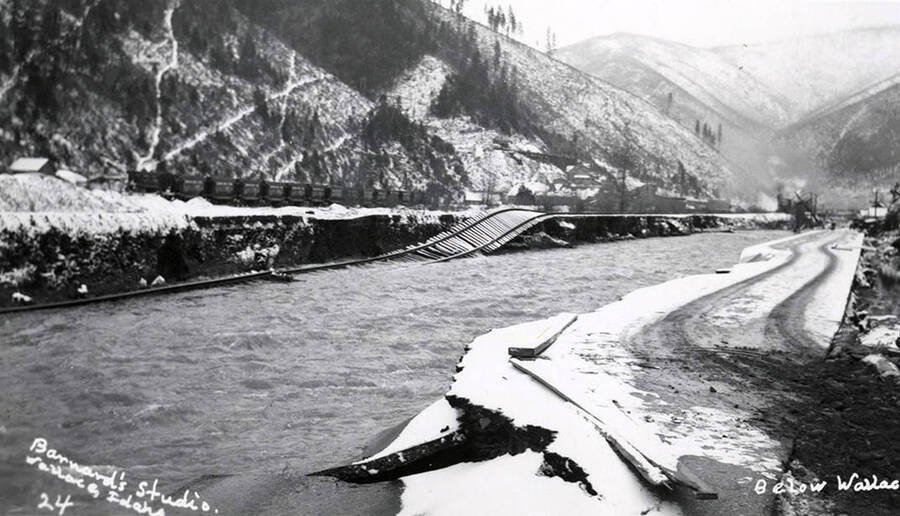 View below Wallace, Idaho during the Placer Creek flood.