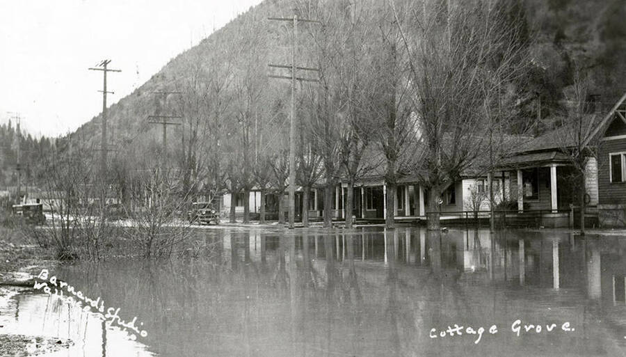 View of Cottage Groves during the Placer Creek flood in Wallace, Idaho.