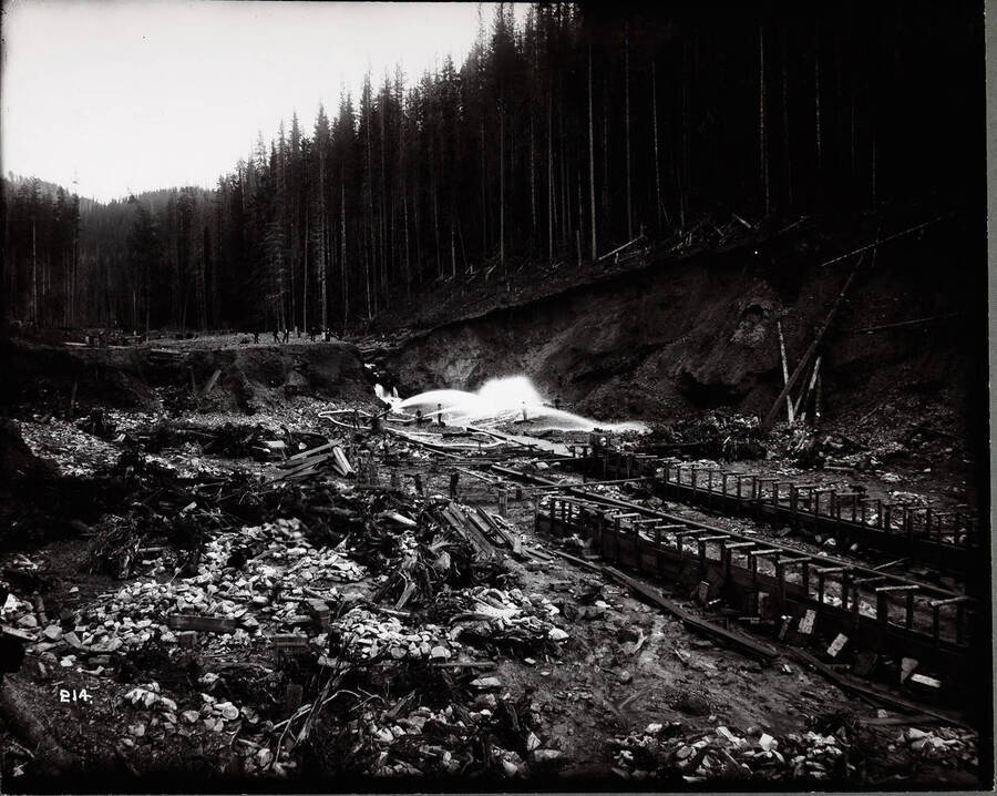Image of Mill Placer up Fancy Gulch off of Eagle Creek in the Coeur d'Alene mining district.