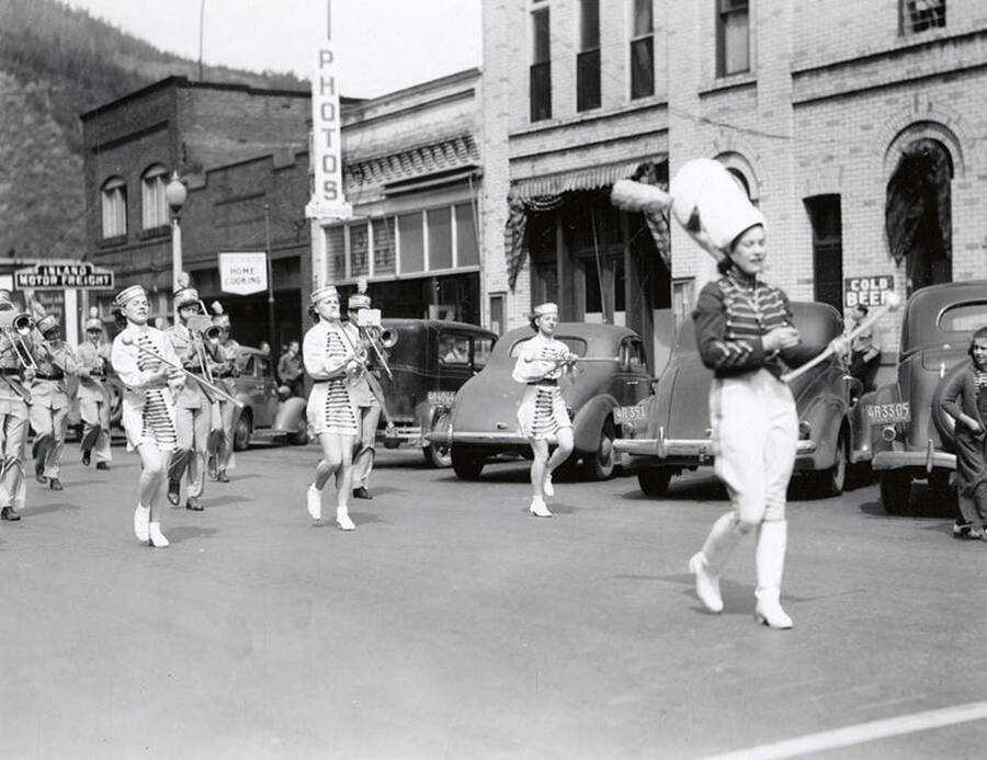 The Kellogg High School Band playing in the Masons parade in Wallace, Idaho.