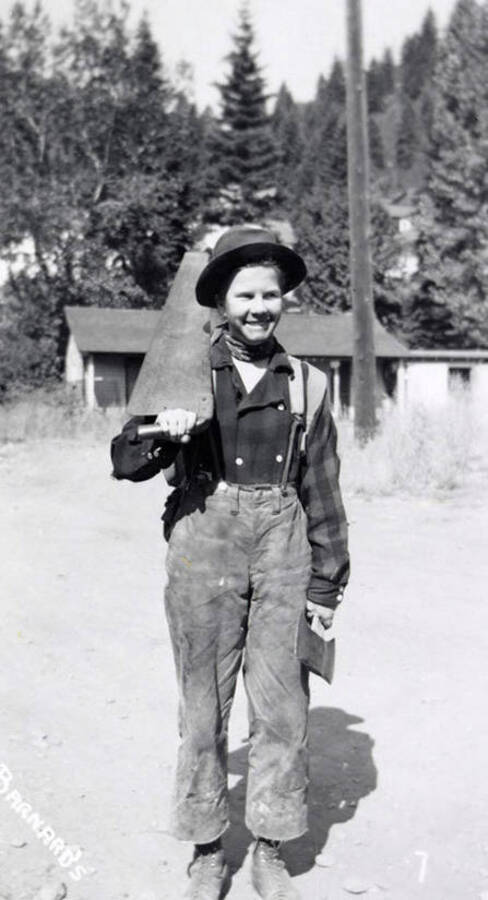 A child in costume for the Mullan 49'er parade in Mullan, Idaho.