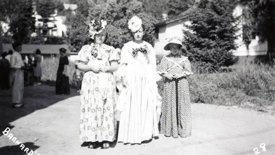 A group of girls in costume for the Mullan 49'er parade in Mullan, Idaho.