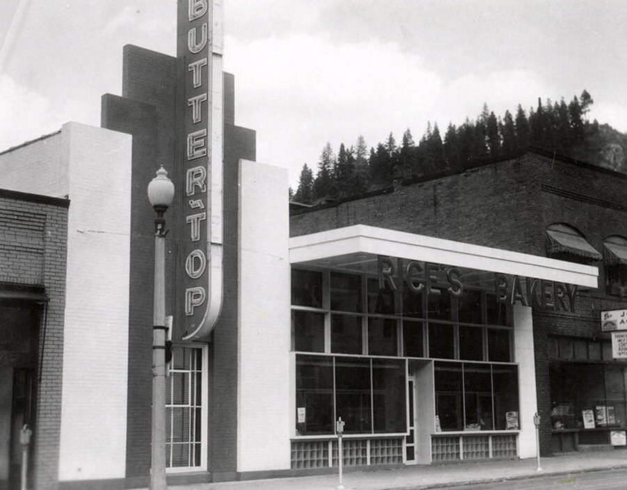 Exterior view of Rice's Bakery in Wallace, Idaho.