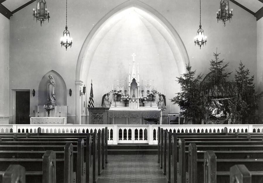 View of the old altar in the St. Alphonsus Catholic Church in Wallace, Idaho.