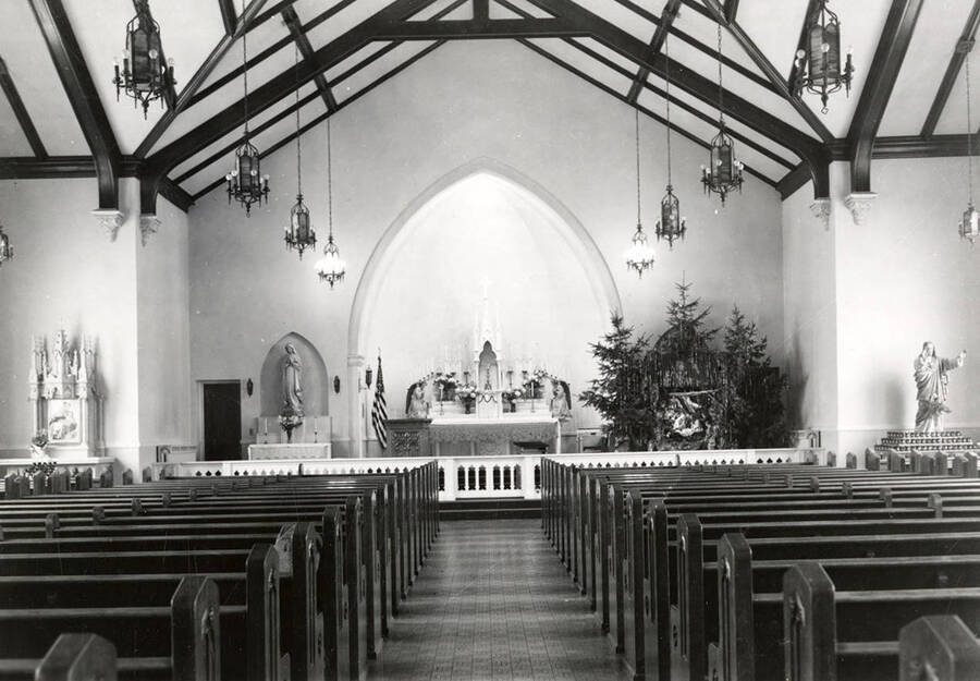 View of the old altar in the St. Alphonsus Catholic Church in Wallace, Idaho.
