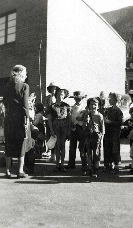 A group of children in costume for the Elks Parade in Wallace, Idaho.