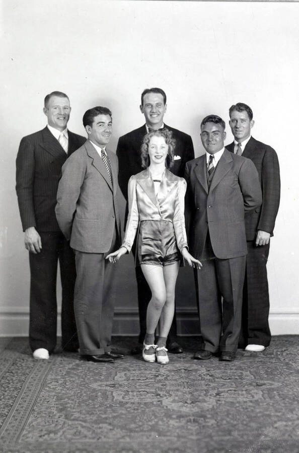 A group portrait of contestants in a talent show at the Grand Theatre in Wallace, Idaho.