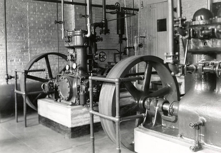 A view of the power generator inside the Sunset Brewery building in Wallace, Idaho.
