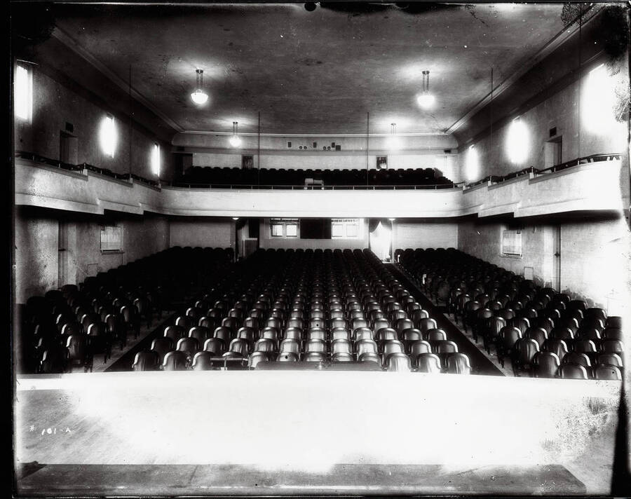 Interior view from the stage of the Grand Theater in Wallace, Idaho.