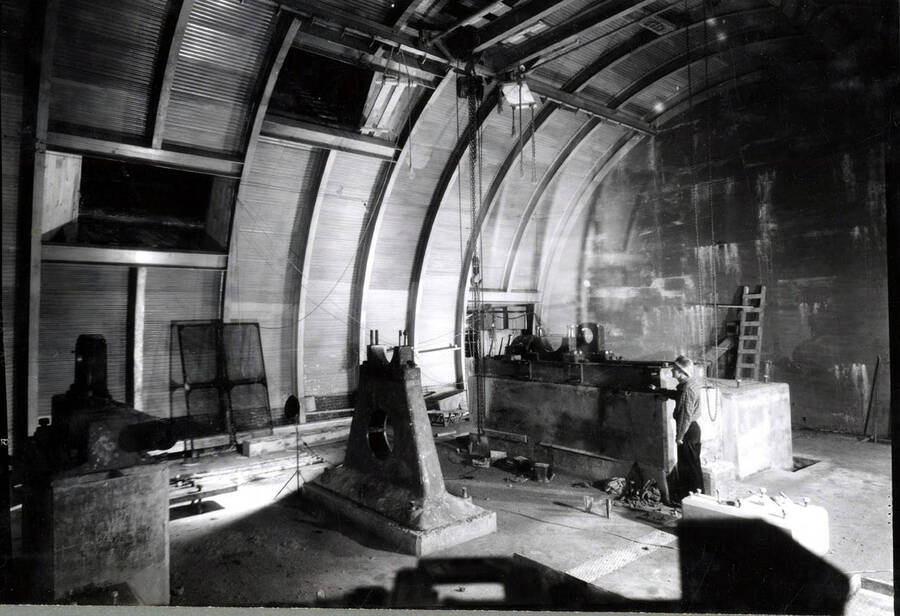 A newly built tunnel hoist room in the Coeur d'Alene Mine.