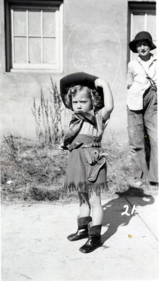 Two children in costume during the 49'er Parade in Mullan, Idaho.