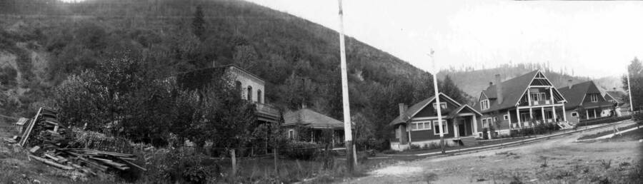 Corner view of house in Wallace. Panoramic photograph of Wallace, Idaho.