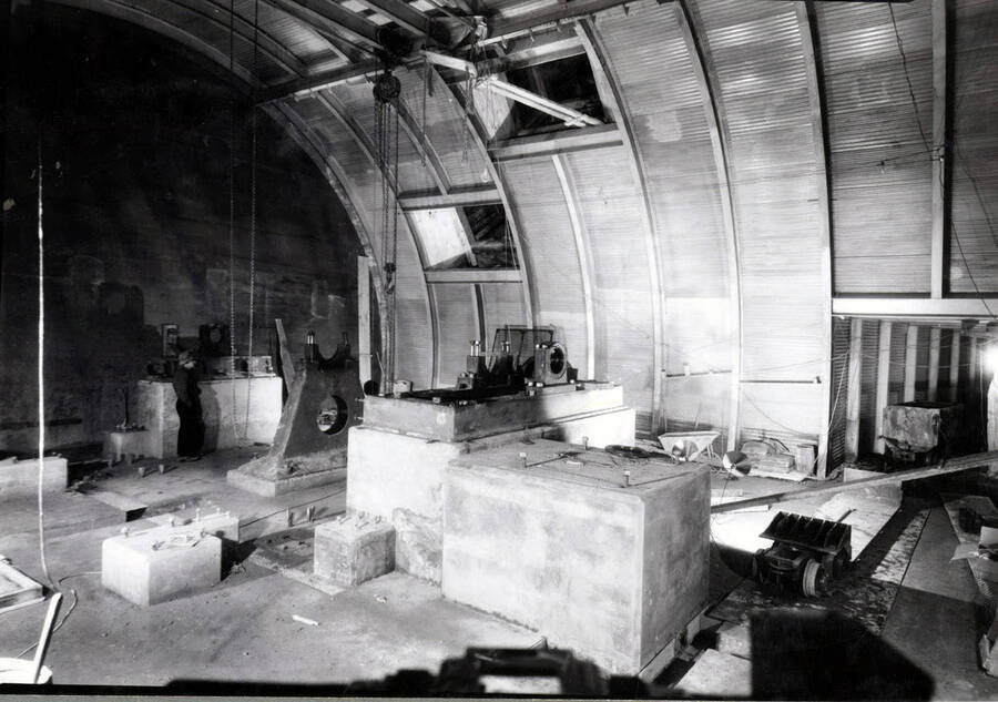 A newly built tunnel hoist room in the Coeur d'Alene Mine.