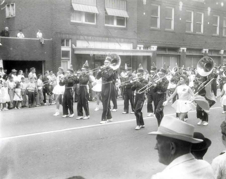 The band playing in the Jubilee parade in Wallace, Idaho.