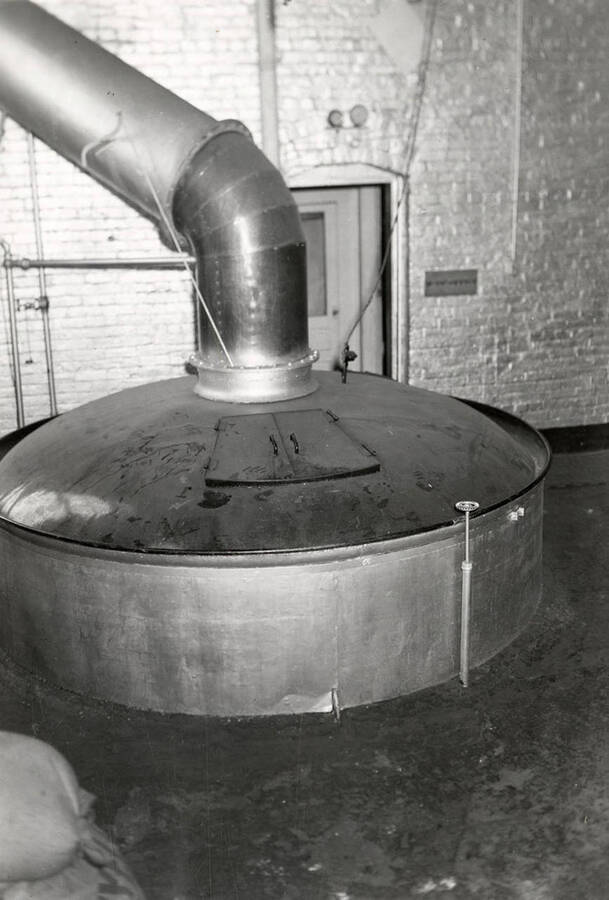 A view of a kettle inside the Sunset Brewery building in Wallace, Idaho.