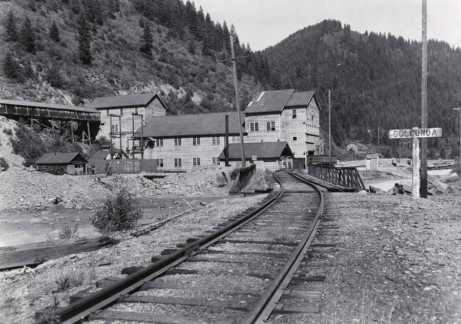 View of the tracks at Golconda Mill in Wallace, Idaho.
