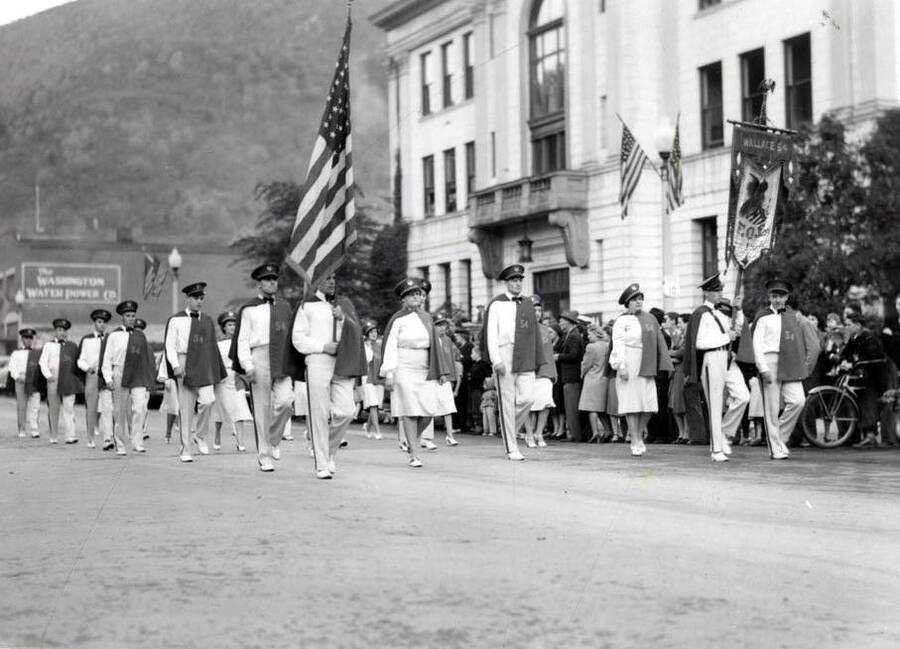 The Fraternal Order of Eagles marching during the Elks Roundup Parade in Wallace, Idaho.