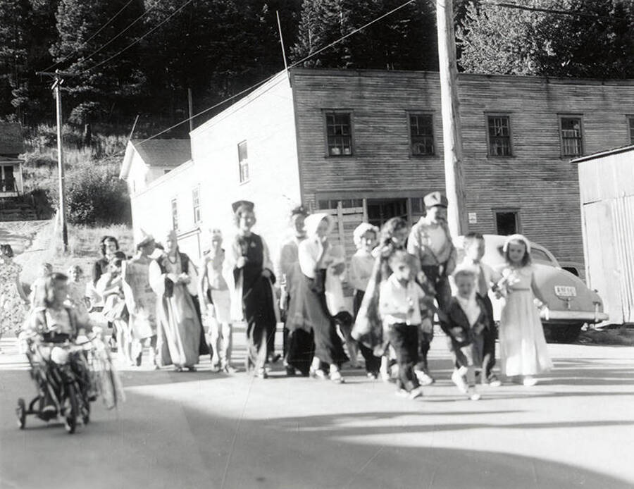 Children dressed up to march in the 49'er Parade in Mullan, Idaho.