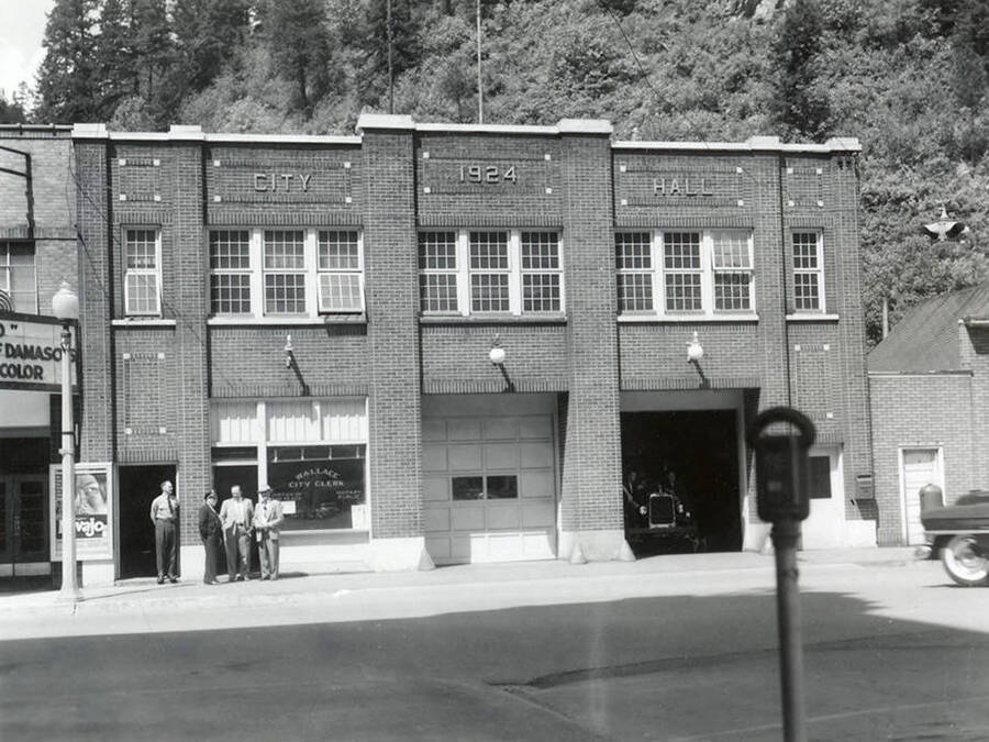 View of the City Hall and Fire Station in Wallace, Idaho.