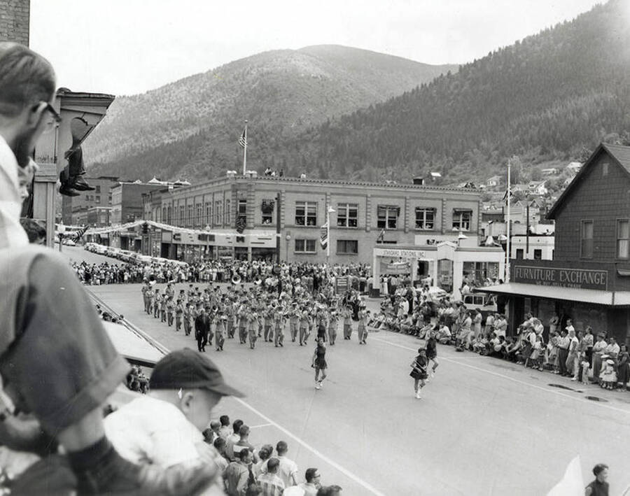 The band playing in the Jubilee parade in Wallace, Idaho.