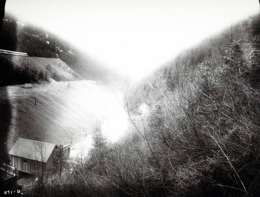 Over-exposed image of the hillside at the Success Mine property.