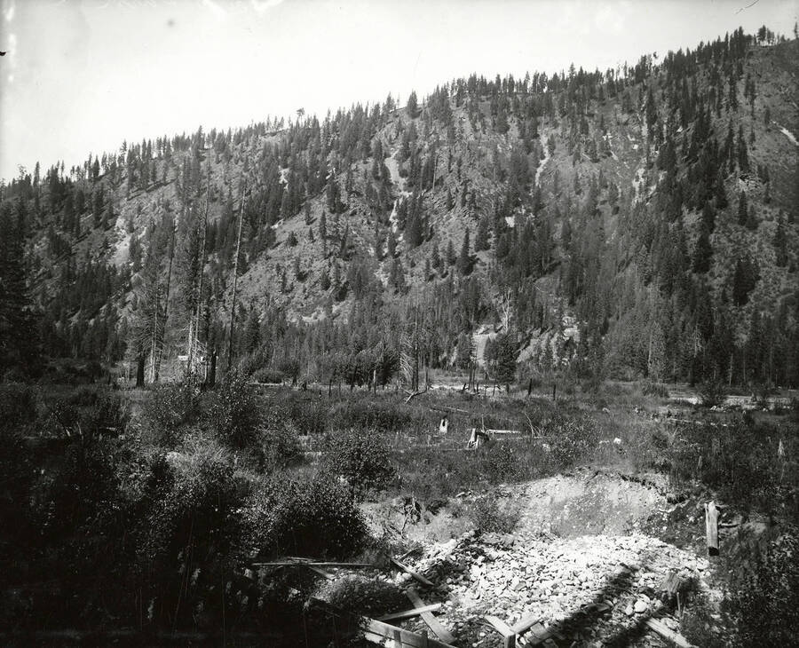 View of Scott's placer claims, near North Fork by the Coeur d'Alene Mining District.