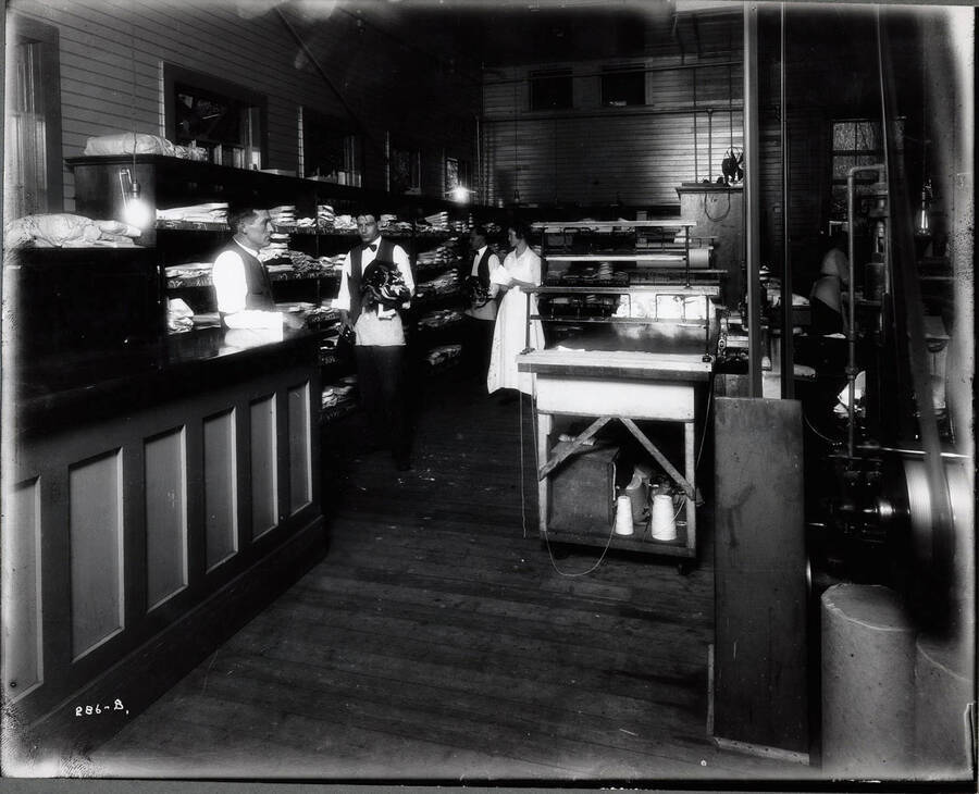 Interior view of the laundry in Wallace, Idaho.