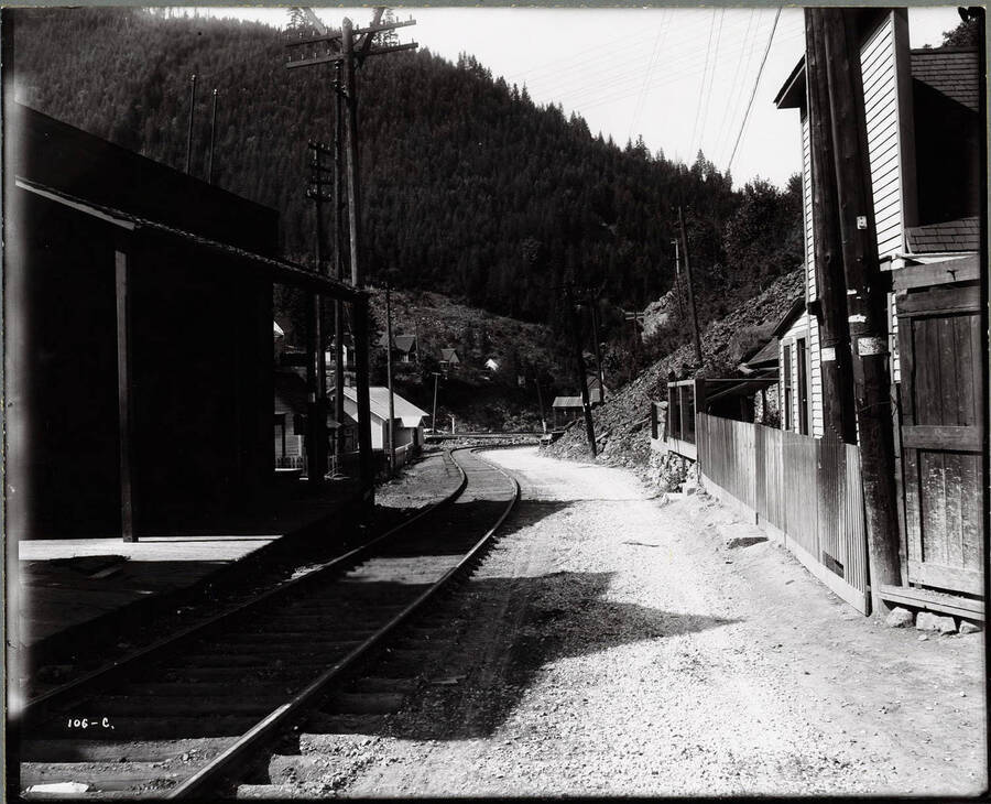 Image of the Northern Pacific Railway taken in Gem, Idaho [1914] for Mr. Goddard a N.P. [Northern Pacific] claim agent.