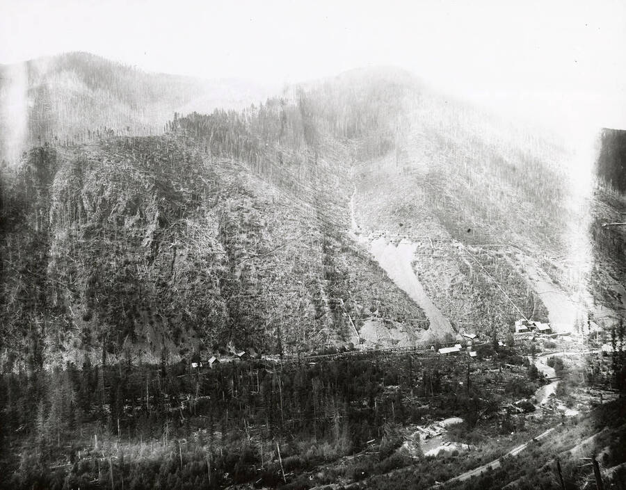View of the Occident claim above Mother Lode Mill, which is located on the north side of the Coeur d'Alene Mining District.