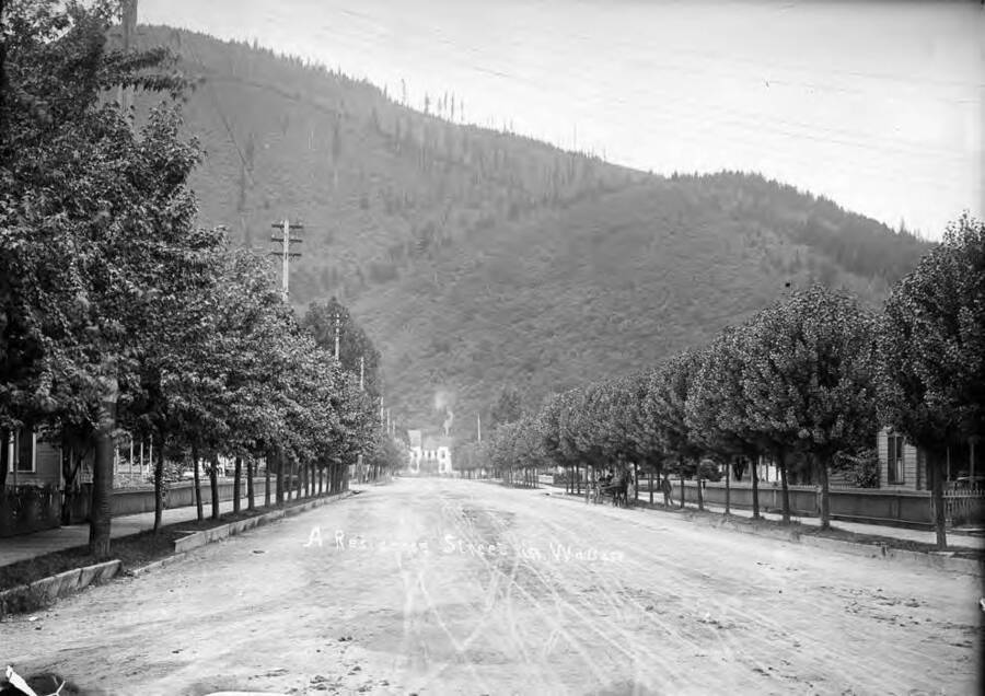 Image shows a Residential area on Cedar sty. in Wallace, Idaho.