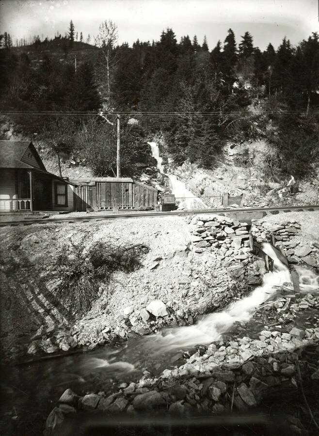 View of the spring run-off from the creek in Gem, Idaho, as it passes beneath the railroad tracks.