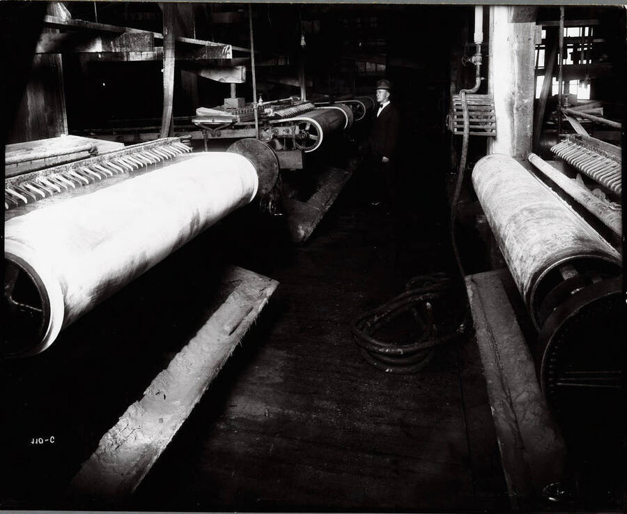 Interior view of the Interstate Rubber Company in Wallace, Idaho.