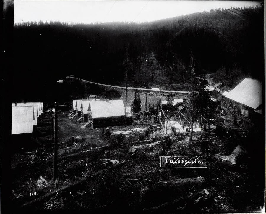 Image, taken from the school house, of the Interstate Callahan Mill located northwest of Wallace, Idaho on Nine Mile Creek.