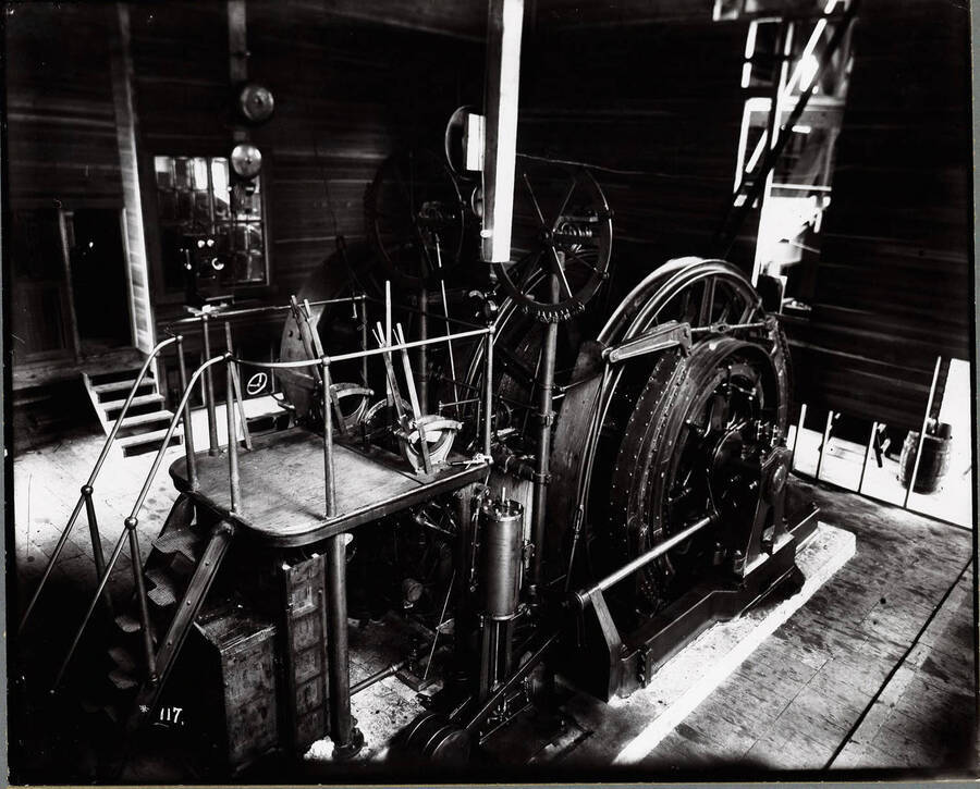 Interior view of the hoist room in the Hecla Mine in Burke, Idaho.