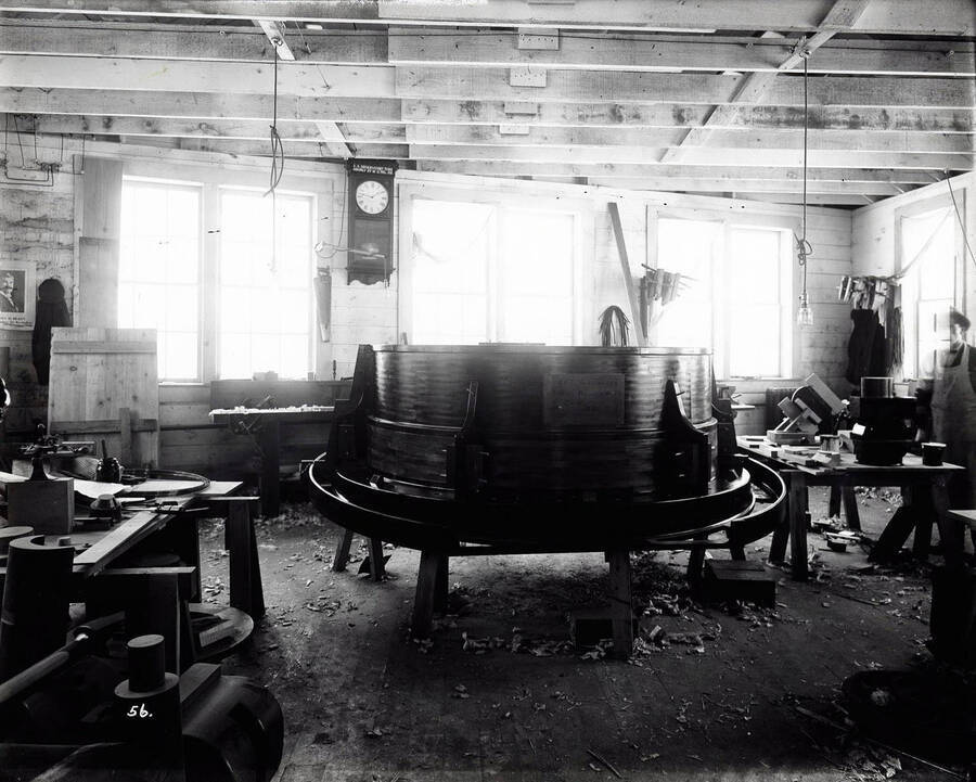 Interior view of the Coeur d'Alene iron works pattern shop in Wallace, Idaho.