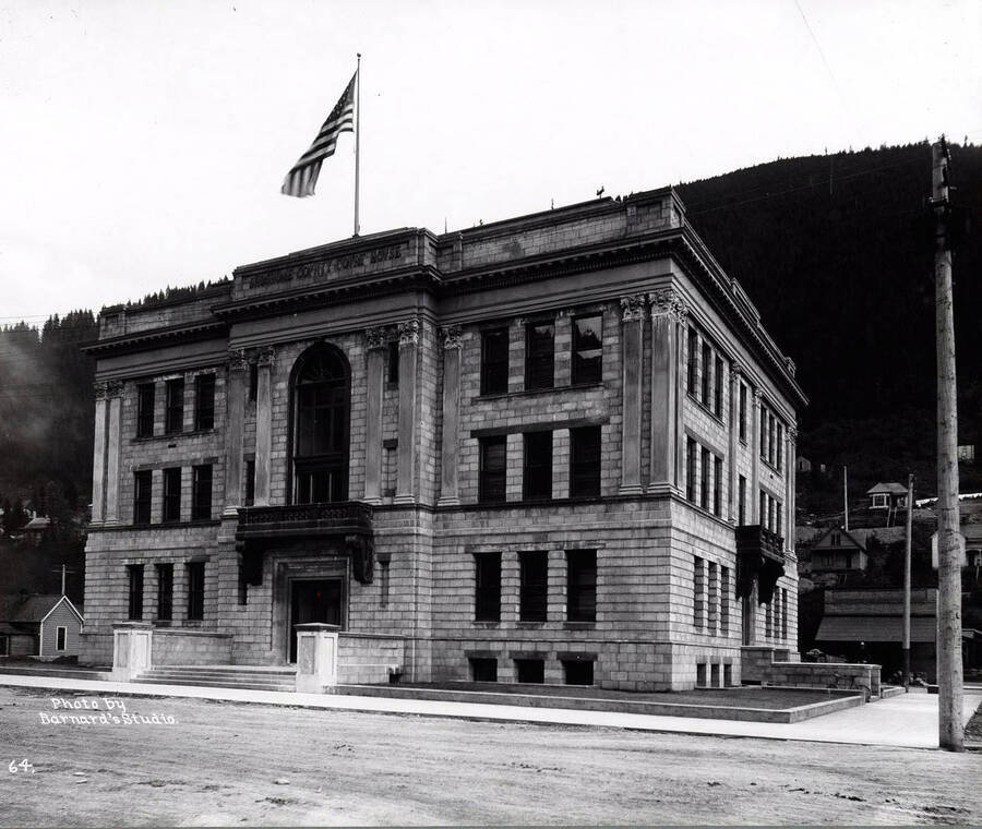 Exterior view of the Shoshone County Court House in Wallace, Idaho.