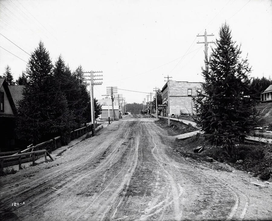 Caption on front: "McKinley Avenue looking east from bridge over flume."