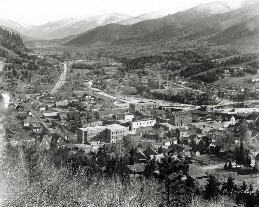 A distant view of Mullan, Idaho taken, November 11, 1920.