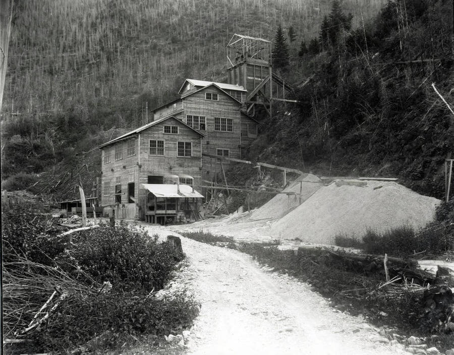 Image shows Big Creek Mining Company outside of Wallace, Idaho in 1920.