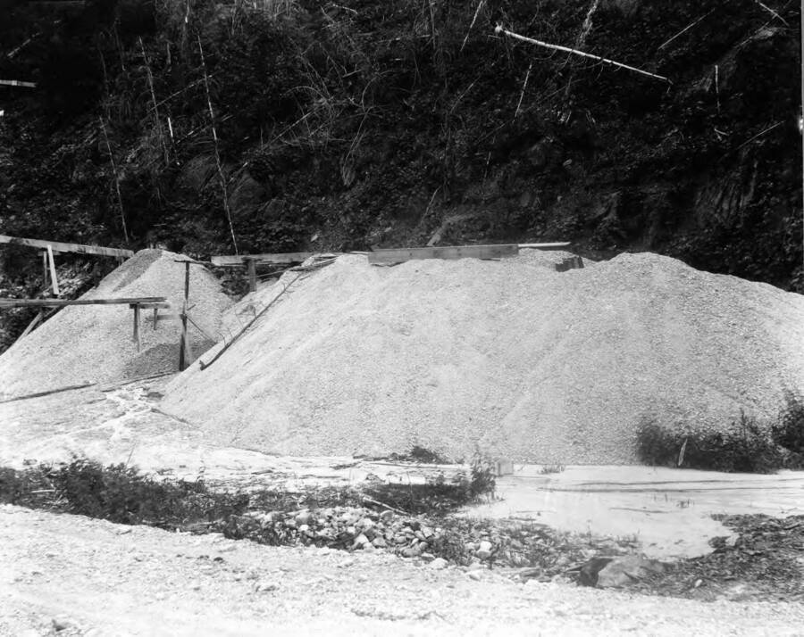 Pile of dirt from Big Creek Mining Company outside Wallace, Idaho 1920.