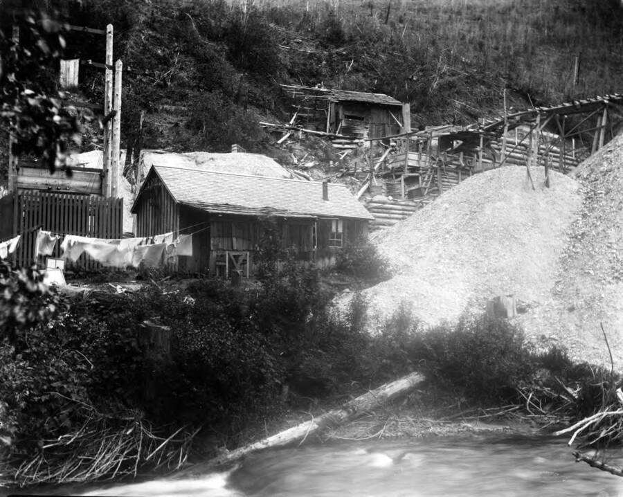 Image shows living quarters for the Big Creek Mining Company outside of Wallace, Idaho in 1920.