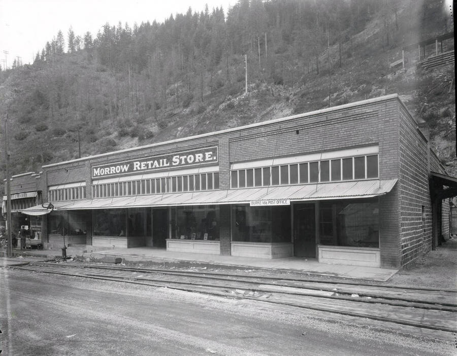 Exterior view of the Morrow Retail Store in Wallace, Idaho, 1925.