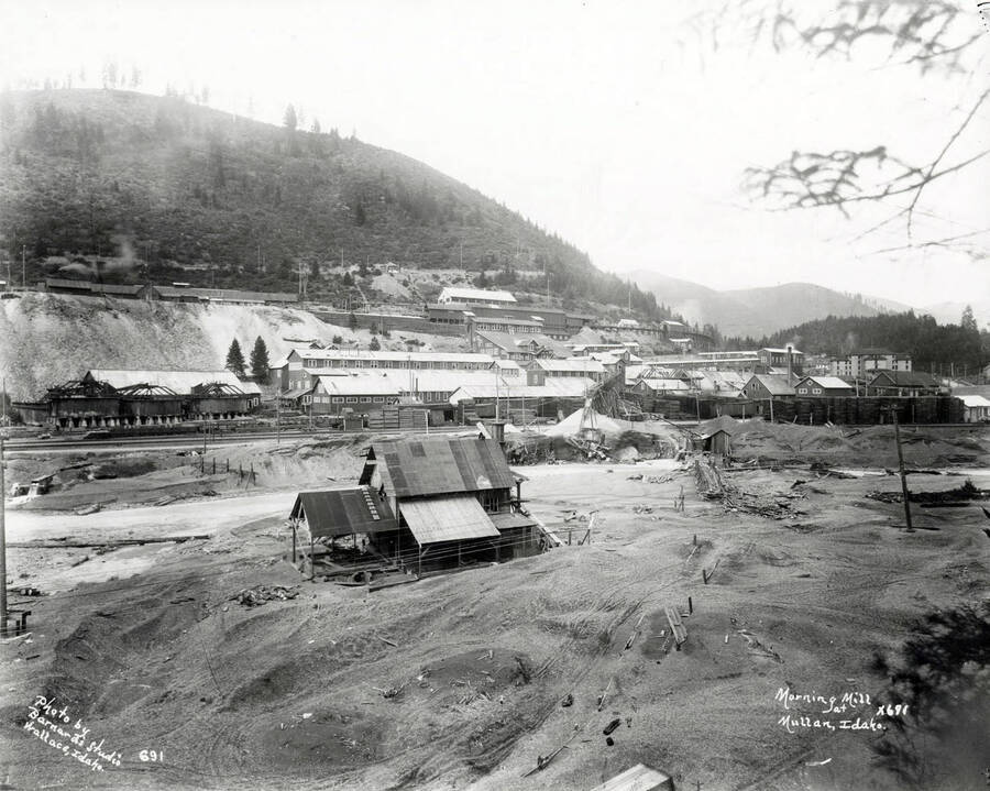 Panoramic view of Morning Mine and Mill near Mullan, Idaho, June 1923.