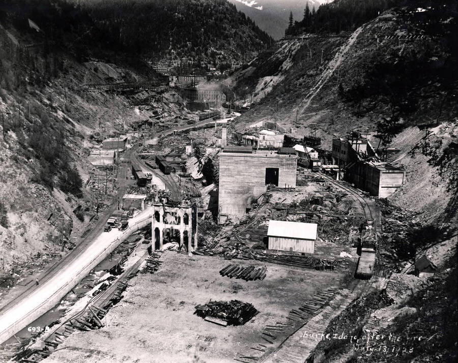 Burke after the fire July 13, 1923, which destroyed Hecla Mine.