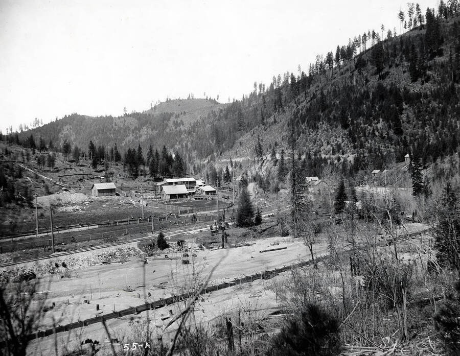 A distant view of the Coeur d'Alene Powder Co., in Wallace, Idaho.