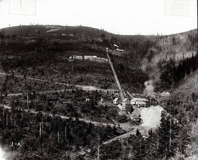 A distant view of Hercules Mine in Burke, Idaho.