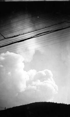 Forest fire 1910. Smoke before fire entered town of Wallace.