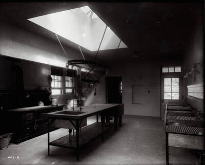 Inside poor house, in the kitchen