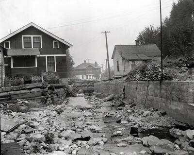 Johnny Nordquist retaining wall at house, August 28, 1919.