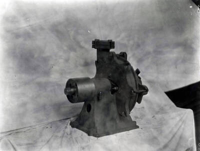Image shows a centrifugal pump (patented), used for pumping water, at Coeur d'Alene Hardware and Foundry Co. Wallace, Idaho 1922.